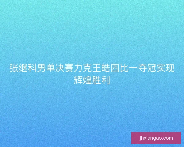 张继科男单决赛力克王皓四比一夺冠实现辉煌胜利