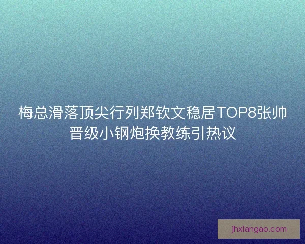 梅总滑落顶尖行列郑钦文稳居TOP8张帅晋级小钢炮换教练引热议