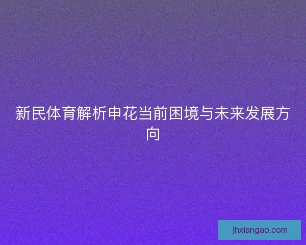 新民体育解析申花当前困境与未来发展方向